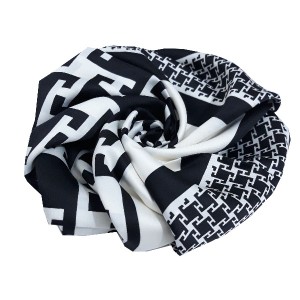 روسری زنانه ابریشم مدل آکچا رنگ مشکی- شیری جنس ابریشم-99486