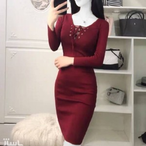 پیراهن بافت یقه فانتزی