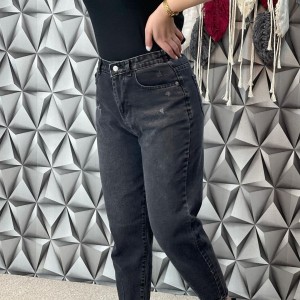 شلوار مام فیت زغالی قد 90 ترک