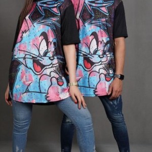 تیشرت ست دو نفره مشکی تام