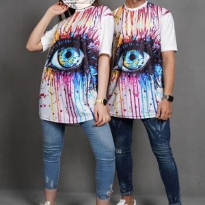 تیشرت ست سفید طرح چشم