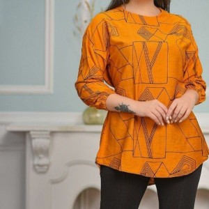 تونیک سایز بزرگ بابوس خامه دوزی آستین سه ربع کشدوزی شده