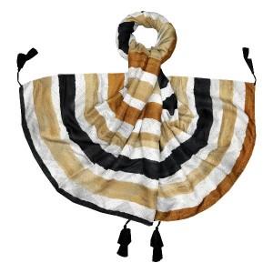 شال نخ ابریشم چهار فصل منگوله دار کد SH00074