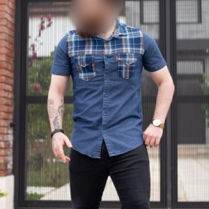 پیراهن ترکیبی سرمه ای-105059