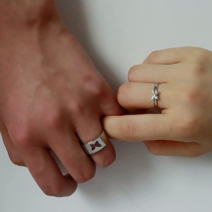 ست انگشتر مکمل ( کاپل ) طرح پروانه استیل رنگ ثابت-119389