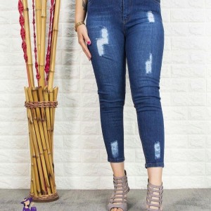 شلوار جین زاپدار فول کش آبی و گازوئیلی