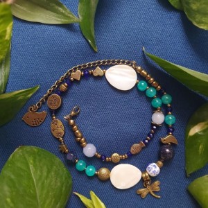 دستبند سنگ جید و صدف