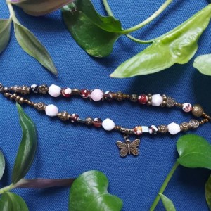 دستبند سنگ کوارتز صورتی و عقیق