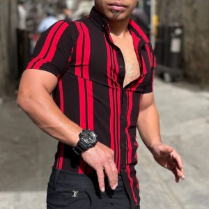 پیراهن آستین کوتاه مردانه خنک جنس پنبه بوگاتی