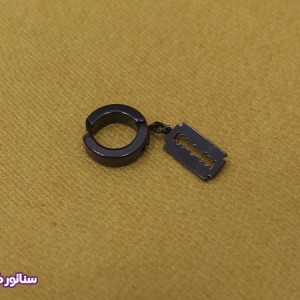 گوشواره مردانه کلیپسی مشکی طرح تیغ G5208-98082