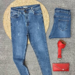 شلوارلی آبی ترک فول کش قد 90 و 95 و 100