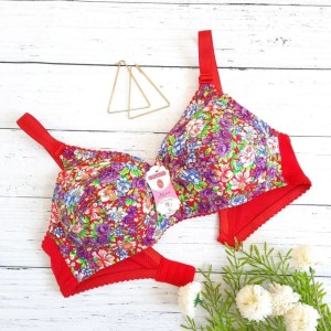 سوتین کتان طرح گلدار