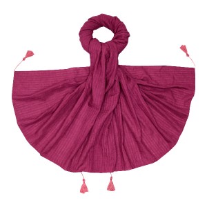 شال نخ کتان ساده چهارفصل منگوله دار کد SH0007-89468