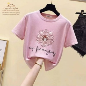 تیشرت دخترانه گل و مروارید FSH146P