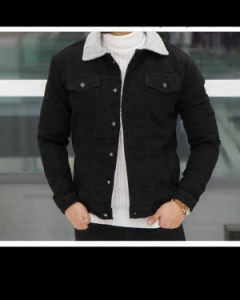 کت جین مشکی خزدار