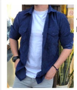 پیراهن مخمل کبریتی دوجیب