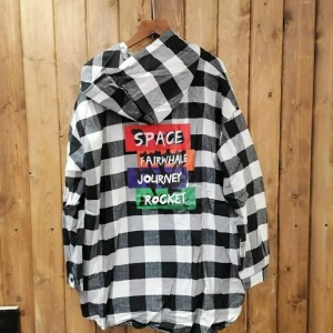 مانتو زنانه نخی مدل مانتو چهارخونه کلاه دار