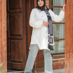 مانتو زنانه لنین مدل شومیز مانتویی دکمه کج راه