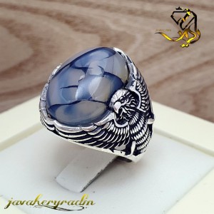 انگشتر نقره مردانه با نگین عقیق دراگون