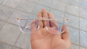 عینک بلوکات سایز بزرگ رنگ سفید یخی با قابلیت تعویض عدسی طبی نمره دار-111145