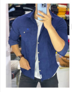 پیراهن مخمل کبریتی دوجیب