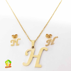 نیم ست حرف H استیل طلایی-98224