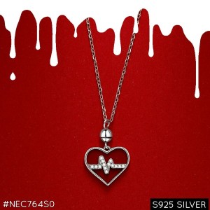 گردنبند نقره لوکس قلب قرمز و ضربان