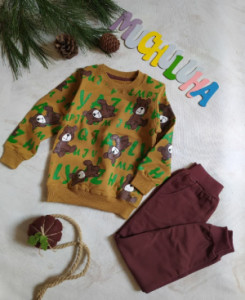 ست بلوز و شلوار پسرانه تدی جنس پنبه دورس لاکرا-96477