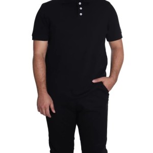 پولوشرت مشکی ساده مردانه قواره کوچک