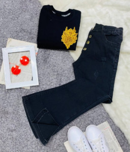 شلوار جین دخترانه بغل چاکدار