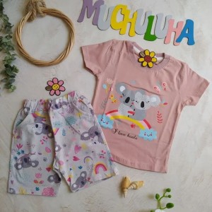 تیشرت شلوارک دخترانه جنس پنبه درجه یک مدل کوالا-109662