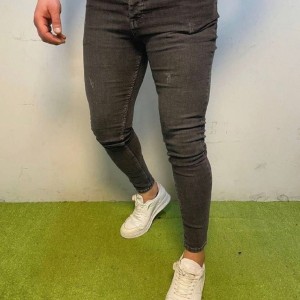 شلوار جین زغالی زاپ دار مردانه