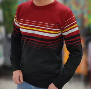 بافت یقه گرد راه راه مردانه-93441