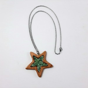 گردنبند فیروزه کوبی و چوب طرح ستاره