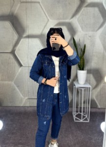 مانتو اسپرت زنانه جین مدل آبی و ذغالی-98379