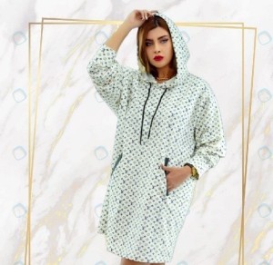 هودی بلند زنانه دخترانه استایل آزاد پنبه گلکسی توکرکی