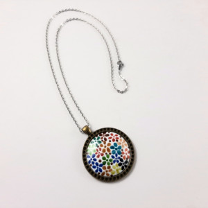 گردنبند میناکاری دایره طرح شکوفه