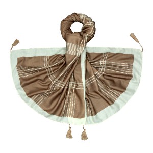 شال کشمیر چاپی منگوله دار کد SH0002