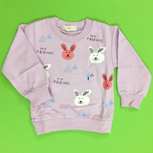 بلوز دخترانه جنس دورس پنبه سن 1 تا 4 سال طرح استیکری جنس عالی وارداتی-103025