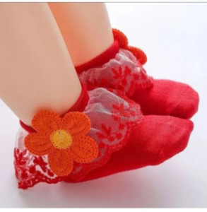 جوراب دخترانه گل برجسته-99142