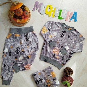 بلوز شلوار بچگانه مخمل طرح جنگلی-96479